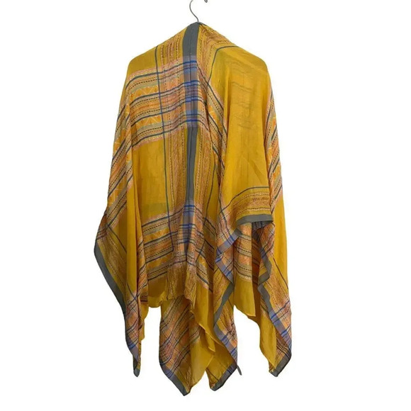 Free People Women's Yellow Wrap Kimono Top Size One Size - Picture 2 of 5